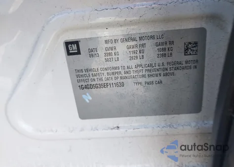 2014 Buick Lacrosse Premium I Group z USA, uszkodzony, nr VIN 1G4GD5G35EF111630